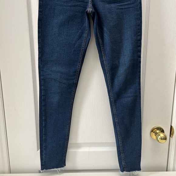 Topshop Moto Jamie Skinny Jeans High Rise Raw Hem Dark Indigo Blue Size 26 - Picture 7 of 14